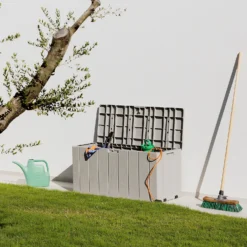 Toomax Bravo Garden Storage Box 270L - Warm Grey -Garden Outdoor Equipment Store 13997481 1945004537356445