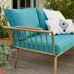 Omari Metal Garden Sofa Set - Teal & Gold 14 Omari Metal Garden Sofa Set - Teal & Gold -Garden Outdoor Equipment Store 14005703 3075022638036340