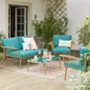 Omari Metal Garden Sofa Set - Teal & Gold