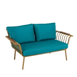Omari Metal Garden Sofa Set - Teal & Gold 17 Omari Metal Garden Sofa Set - Teal & Gold -Garden Outdoor Equipment Store 14005703 7915022638148225