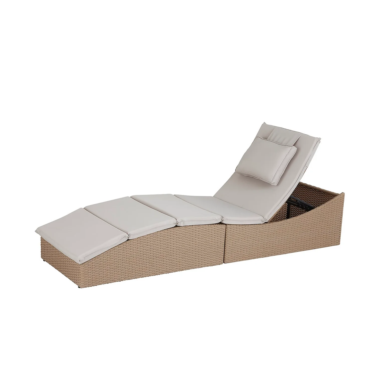 Natural Folding Rattan Sun Lounger 4 Natural Folding Rattan Sun Lounger - Image 2