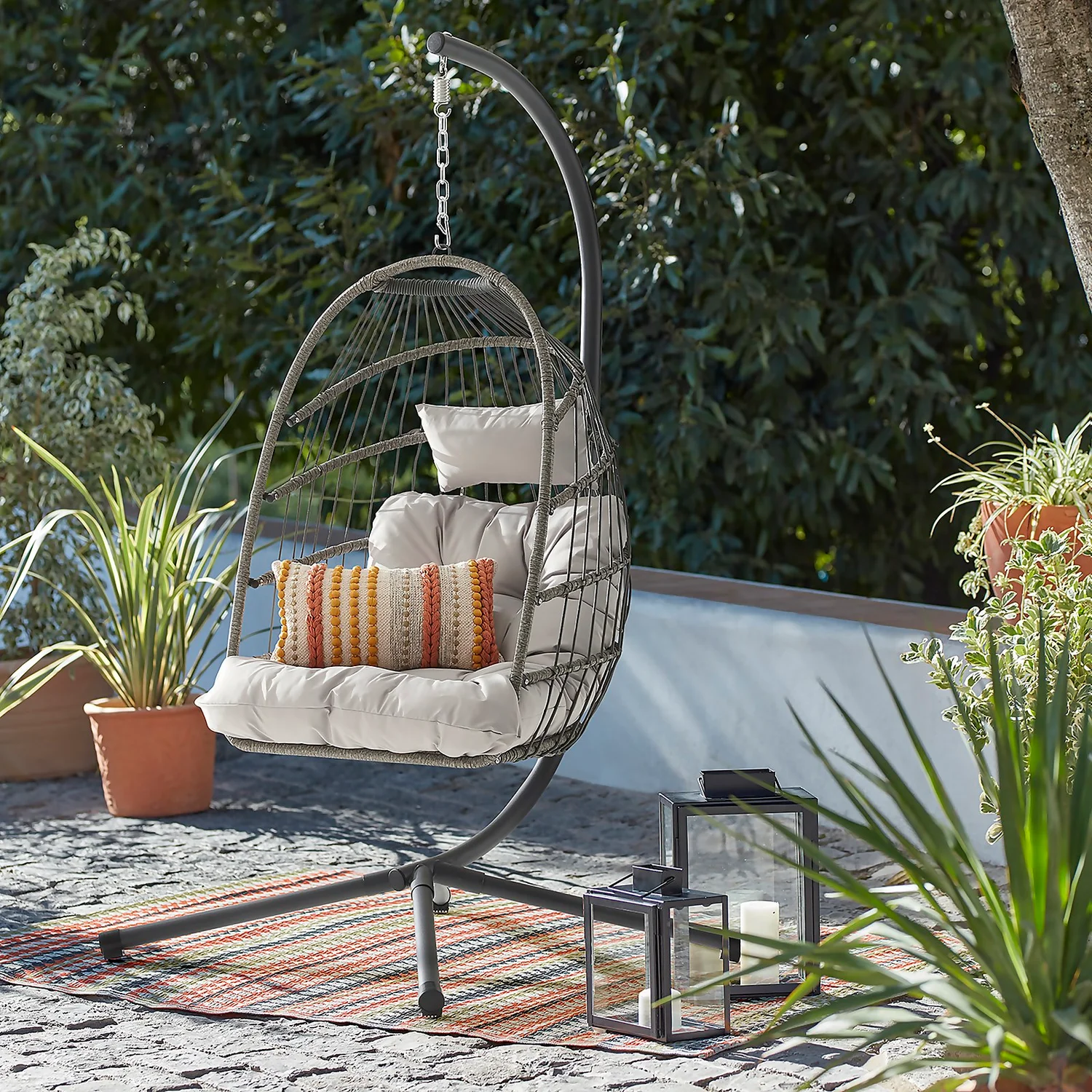 Grey Single Garden Hanging Chair 5 Grey Single Garden Hanging Chair - Image 3