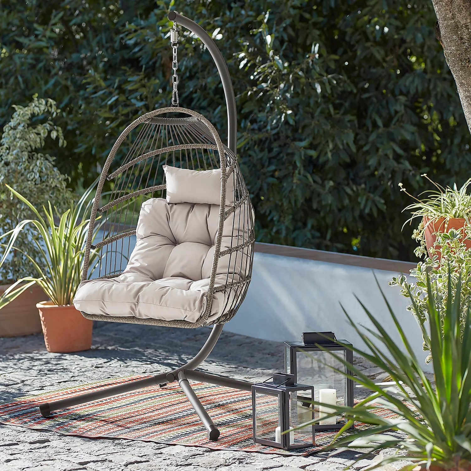Grey Single Garden Hanging Chair 3 Grey Single Garden Hanging Chair