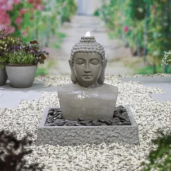 Stylish Fountain Lotus Buddha Water Feature With LEDs -Garden Outdoor Equipment Store 14519362 1725047822576716