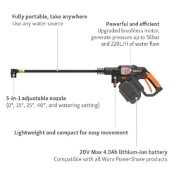 Worx Nitro Brushless Hydroshot Cordless Pressure Washer -Garden Outdoor Equipment Store 14537894 6565044395731637