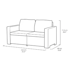 Keter California 4 Seater Outdoor Garden Furniture Lounge Set - Graphite With Grey Cushions -Garden Outdoor Equipment Store 14539591 5435041801860615