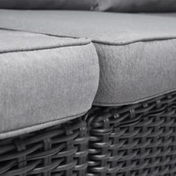 Keter California 3 Seater Outdoor Garden Furniture Chaise Longue - Graphite With Grey Cushions -Garden Outdoor Equipment Store 14539593 1145041802259396