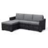 Keter California 3 Seater Outdoor Garden Furniture Chaise Longue - Graphite With Grey Cushions -Garden Outdoor Equipment Store 14539593 4135041802121423